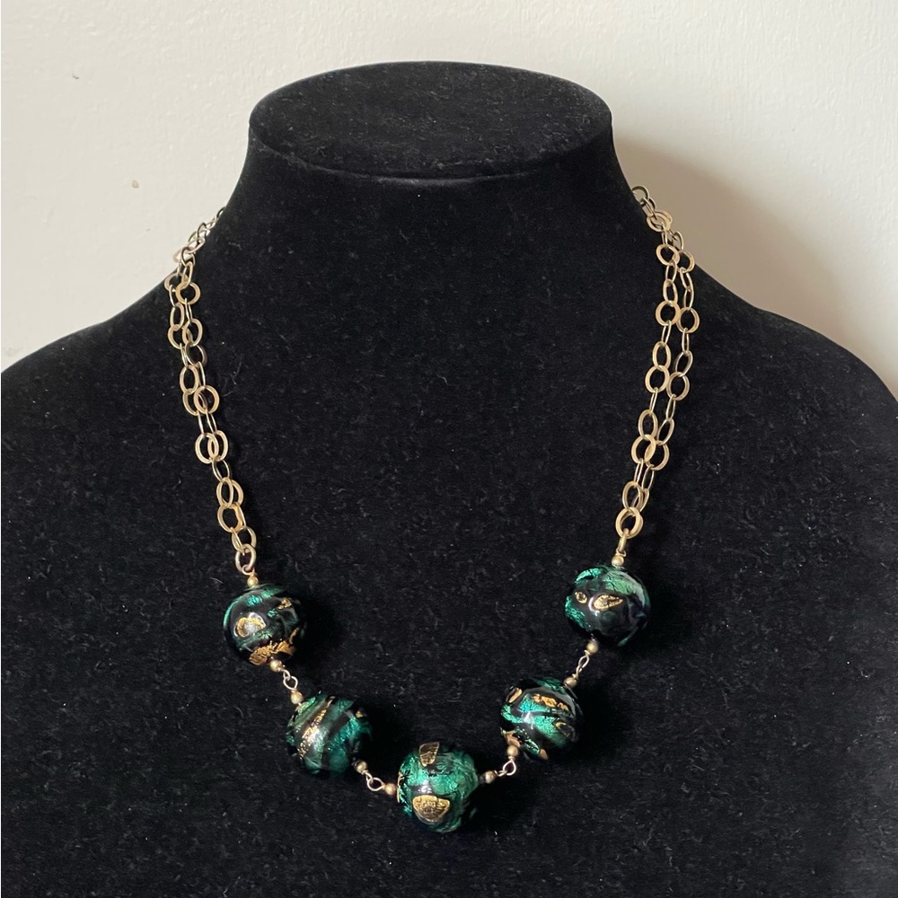 Venetiaurum Italy Murano glass, sterling silver 925 necklace